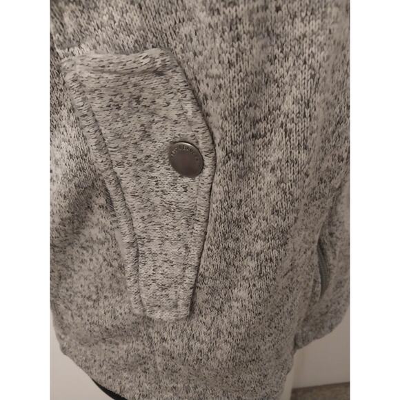 Eddie Bauer Women’s XS Gray Fleece Knit Hooded Jacket Quilted Sleeves & Full Zip - Picture 14 of 15